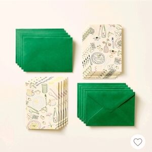 10ct Note Cards Party Print Cream/ Green/Pink - kate spade new york x Target